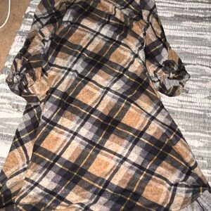 Others Follow Plaid High Low Dress - Black, Brown, Gray